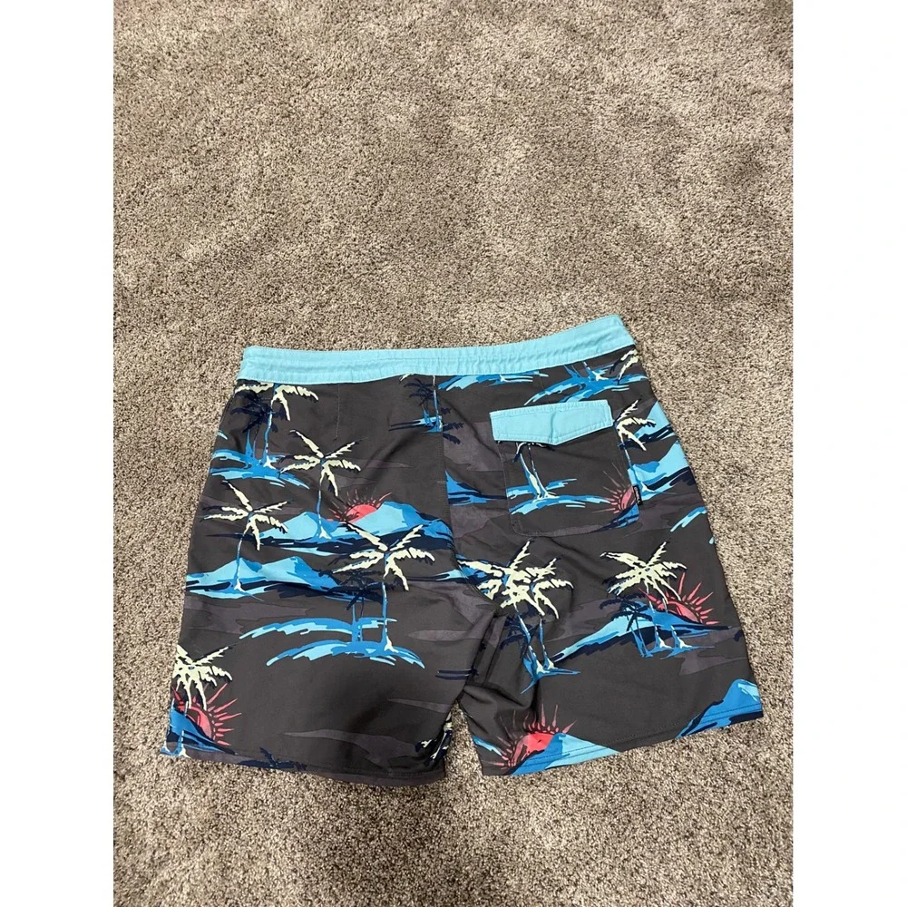 ONeill Cruzers Board Shorts Mens 38 Tropical Palm Tree Camo Swim Grey Blue